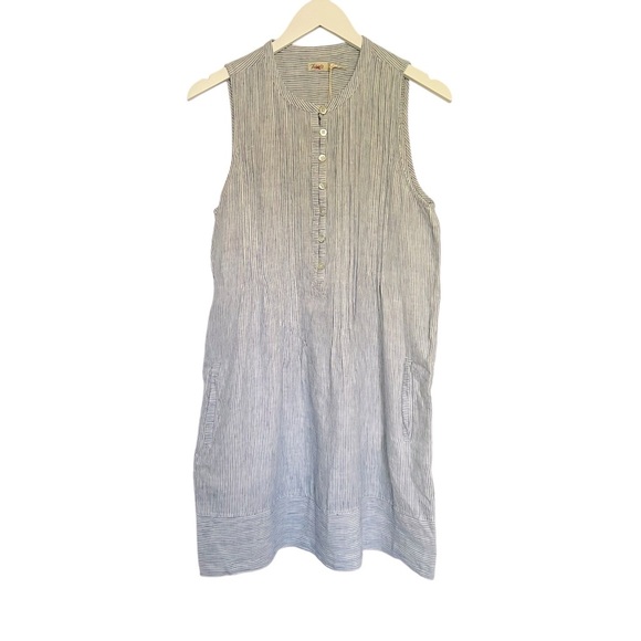 Faherty Isha Dress Linen Blue Mini Stripe Size S NEW - Picture 16 of 16